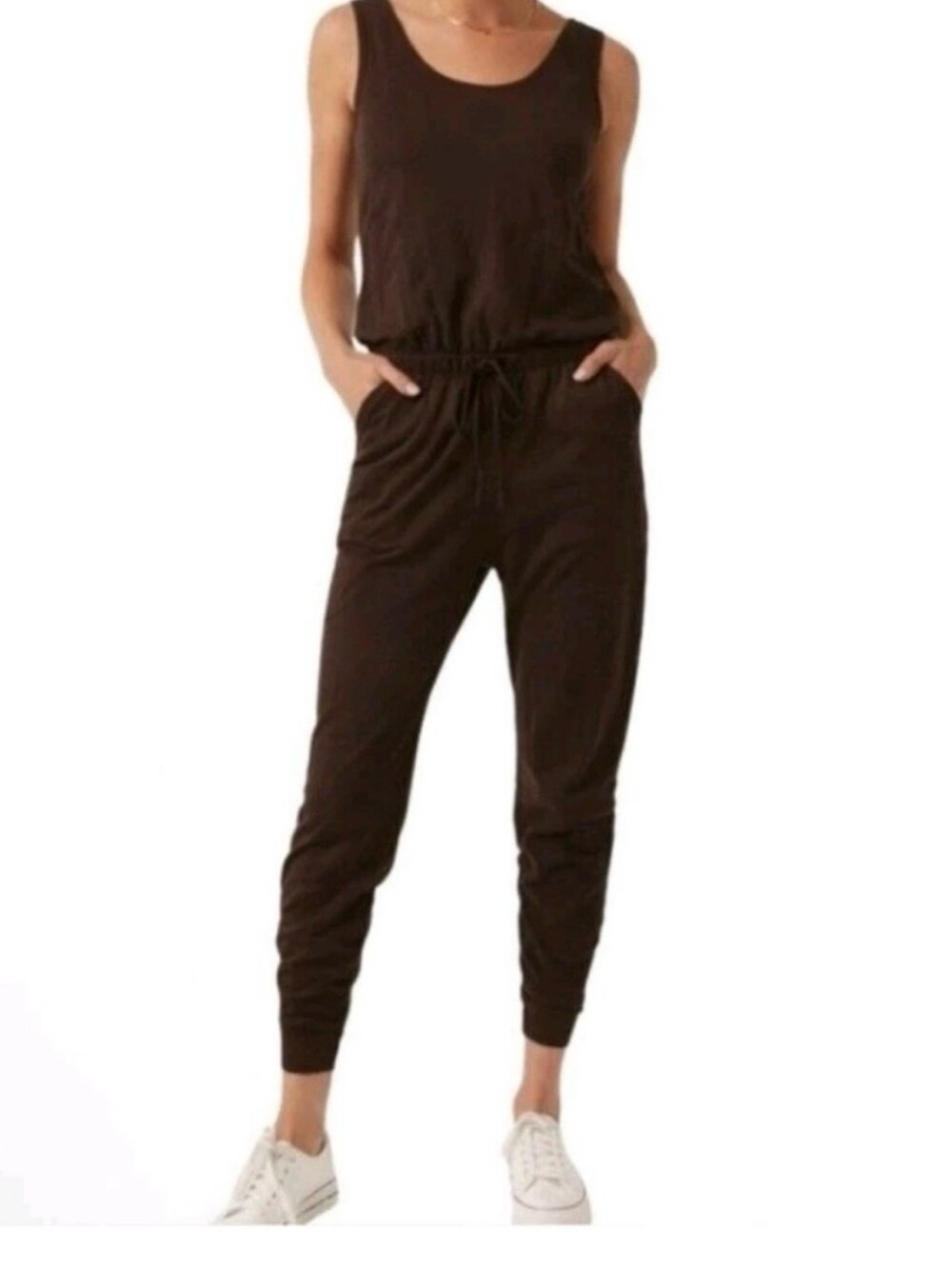 Pact organic cotton jumpsuit brown small